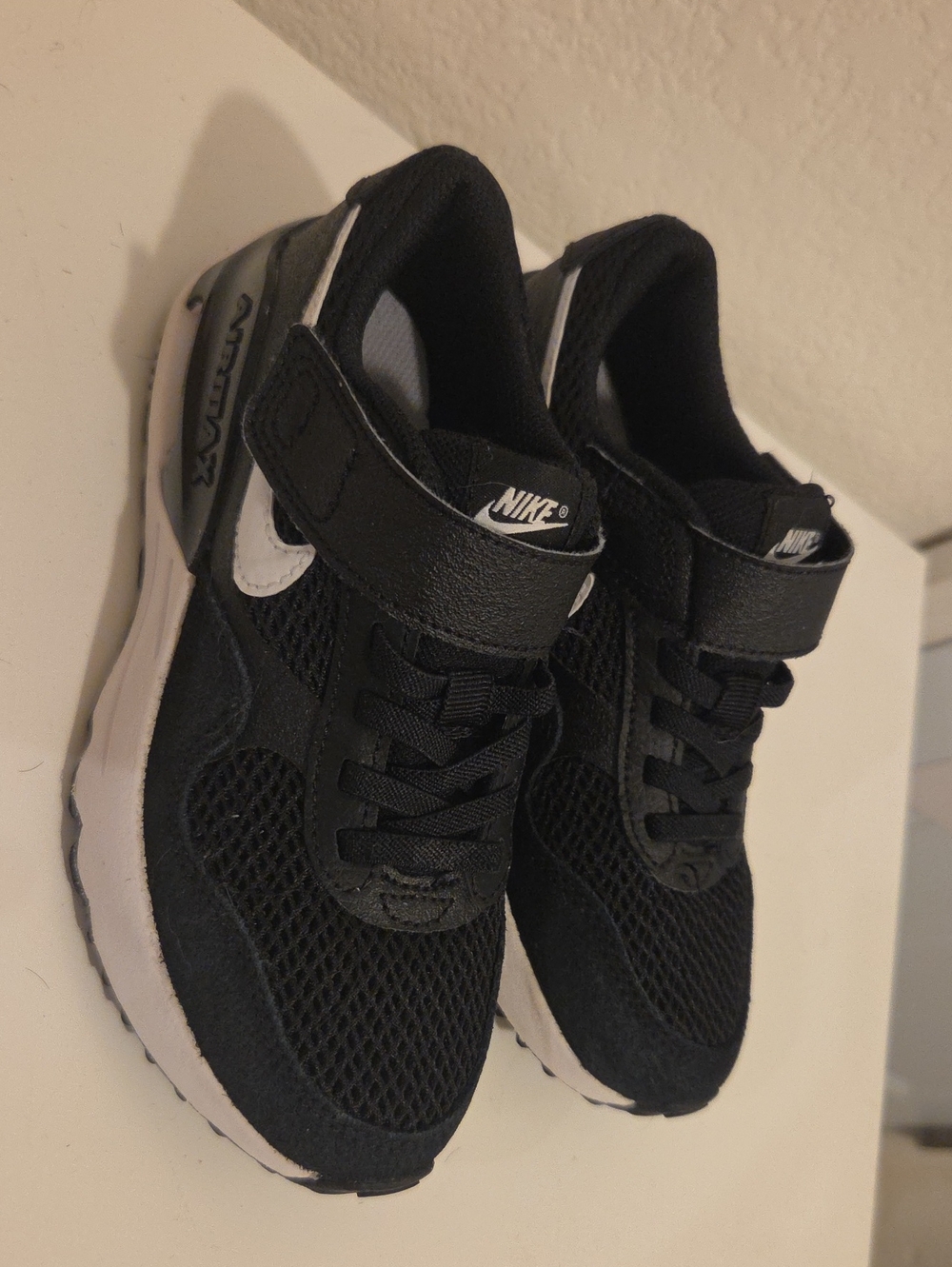 Nike Kids Black and White Velcro Mesh Sneakers